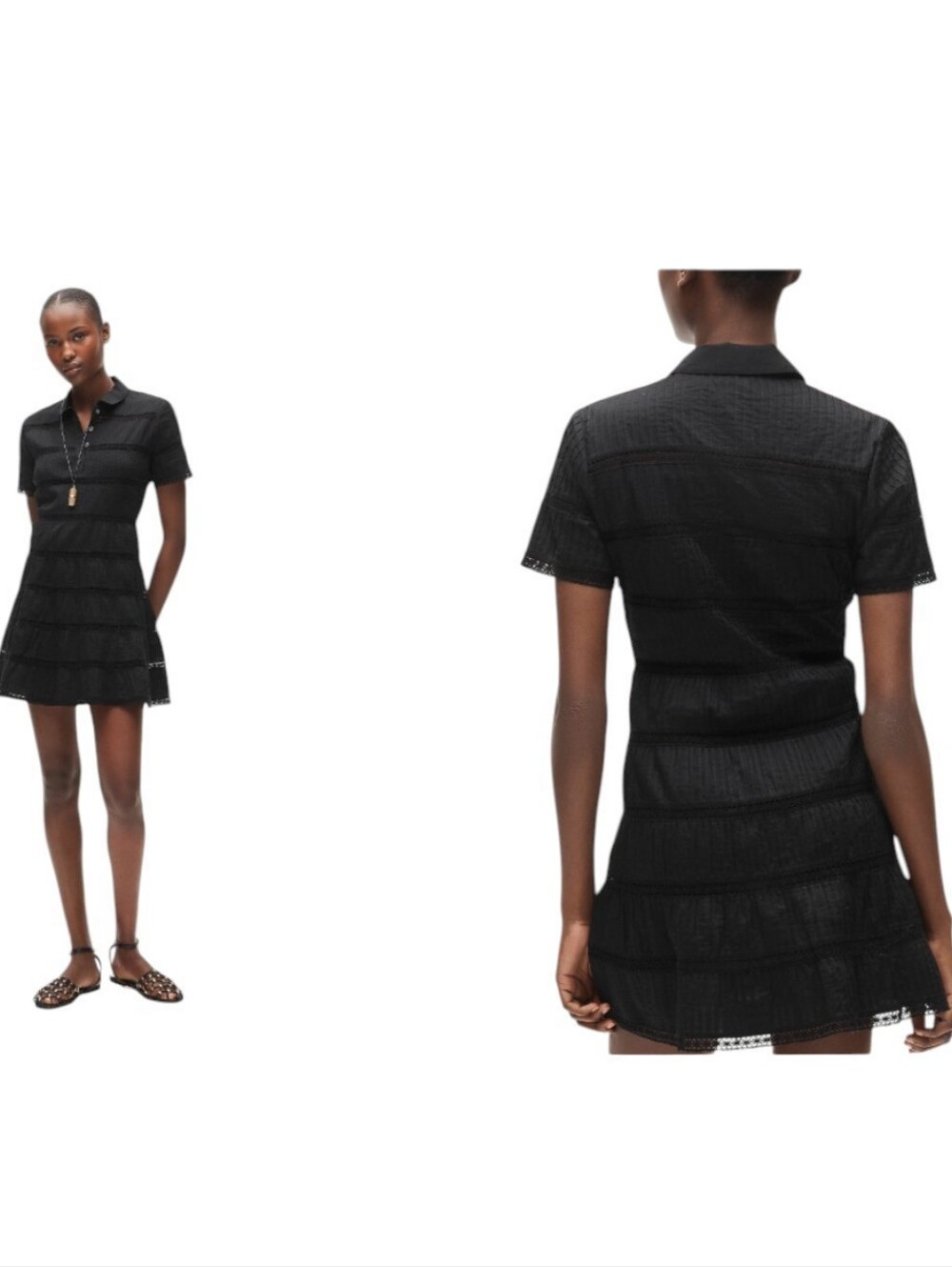 NWT J. Crew Tiered shirt-dress Cotton voile Black